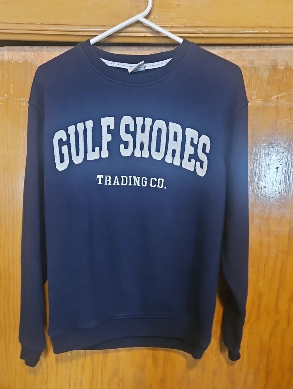 Surf Style Navy Crewneck Sweatshirt with 'Gulf Shores' Lettering